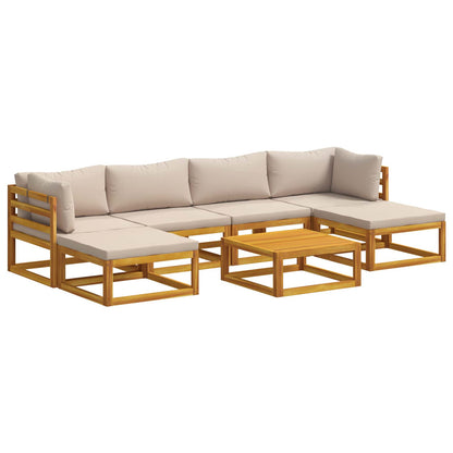 Sofa Set 7 pcs Natural Solid Acacia Wood