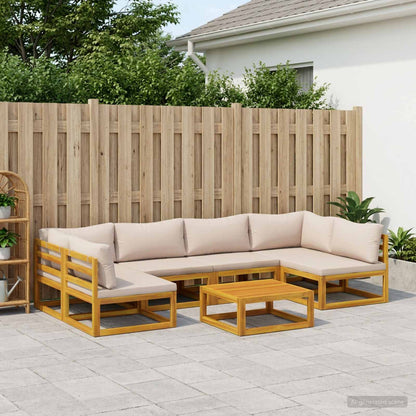Sofa Set 7 pcs Natural Solid Acacia Wood