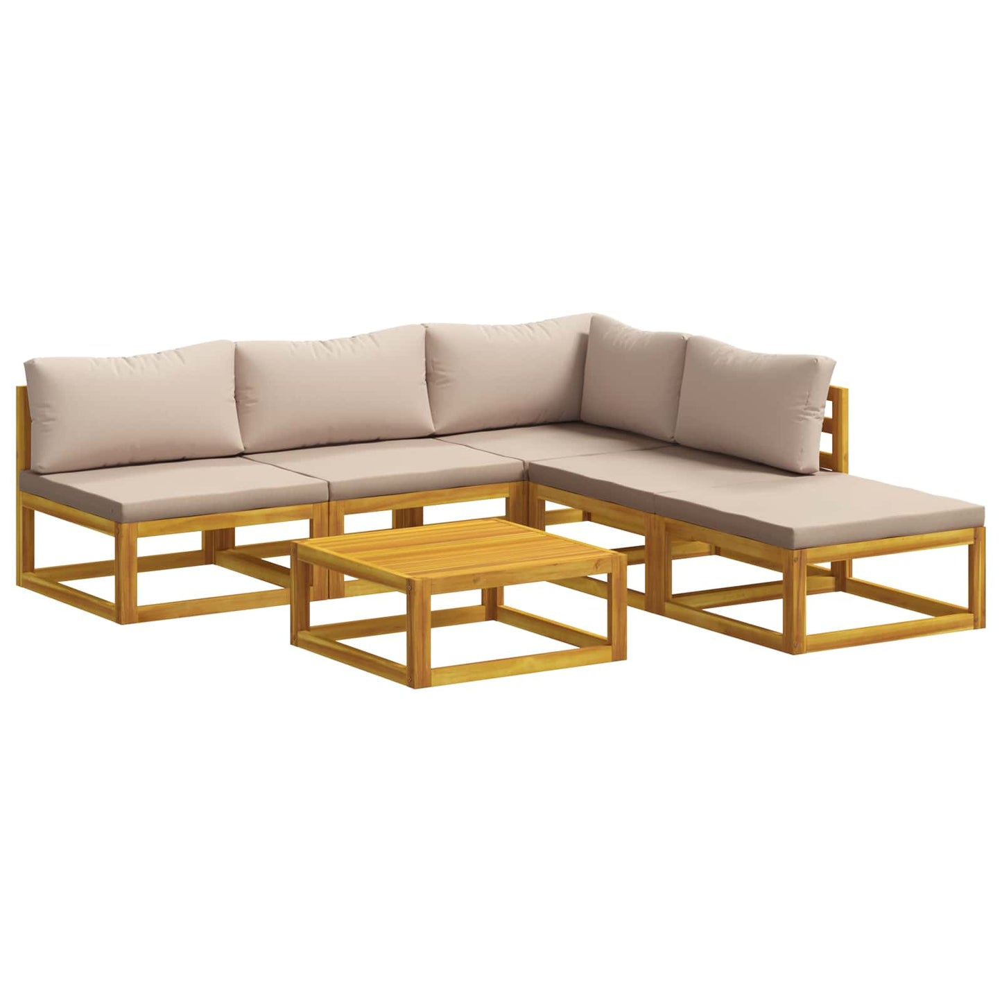 Sofa Set 6 pcs Natural Solid Acacia Wood