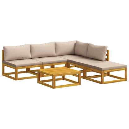 Sofa Set 6 pcs Natural Solid Acacia Wood