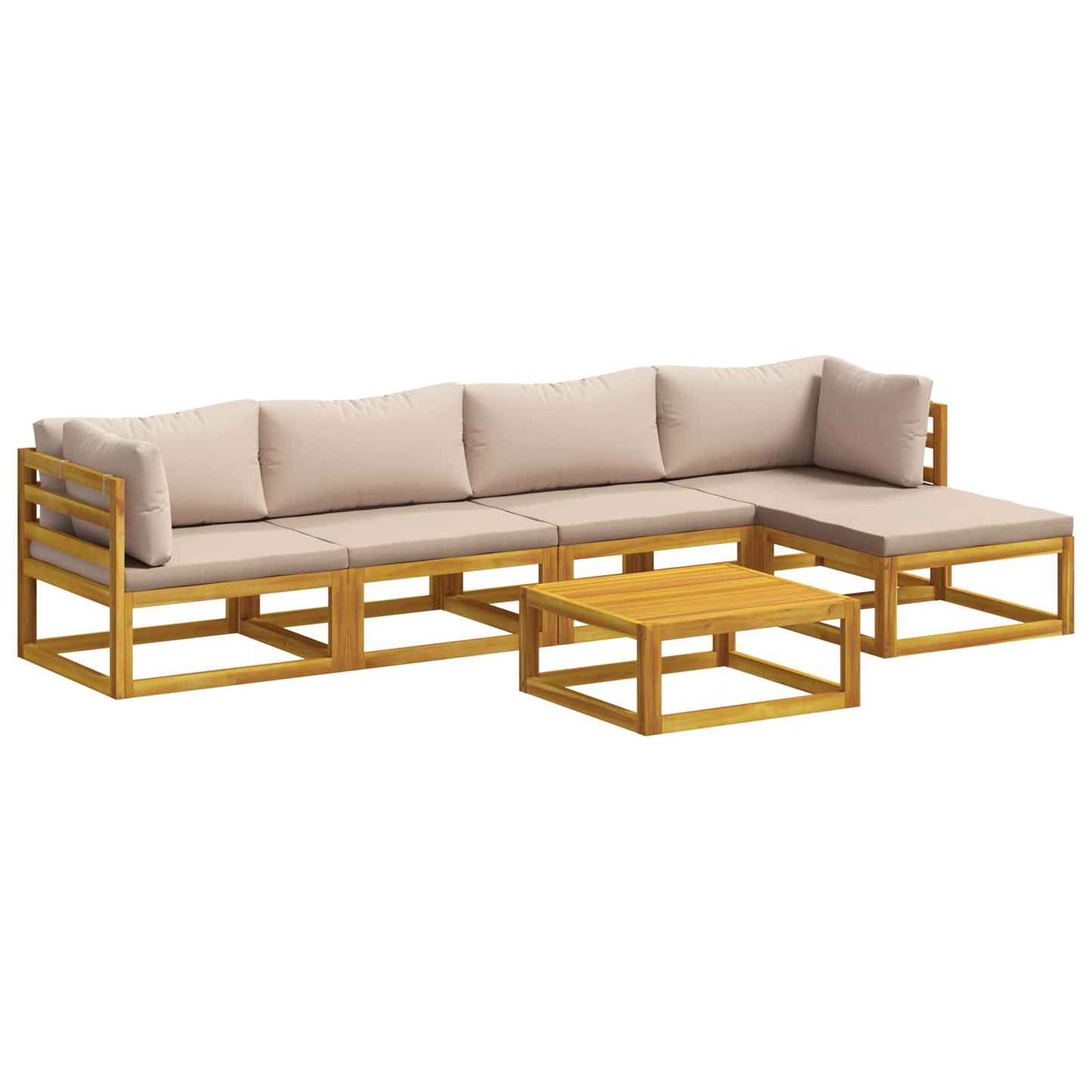 Sofa Set 6 pcs Natural Solid Acacia Wood