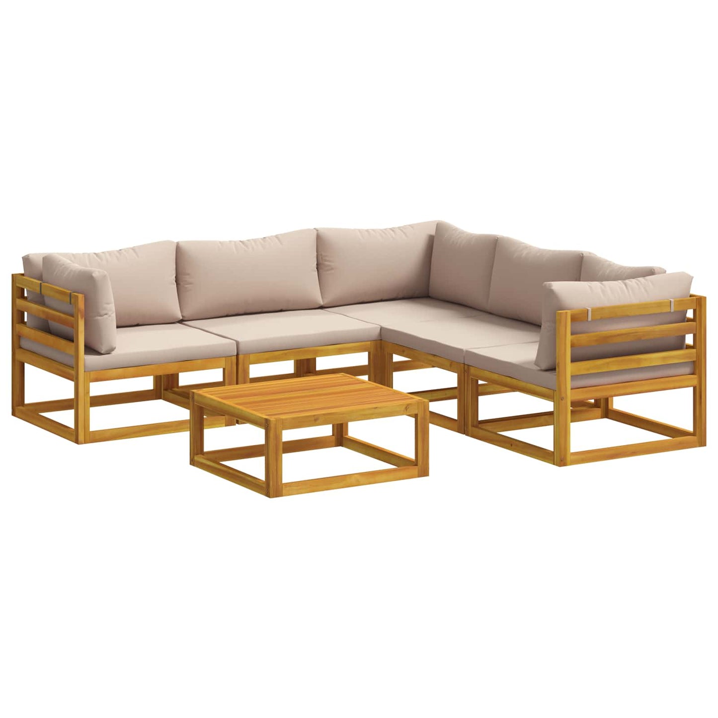 Sofa Set 6 pcs Natural Solid Acacia Wood