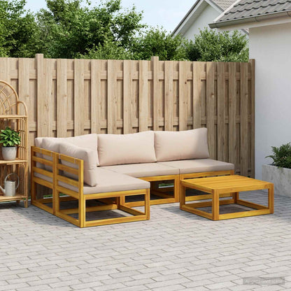 Sofa Set 5 pcs Natural Solid Acacia Wood