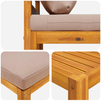 Sofa Set 4 pcs Natural Solid Acacia Wood