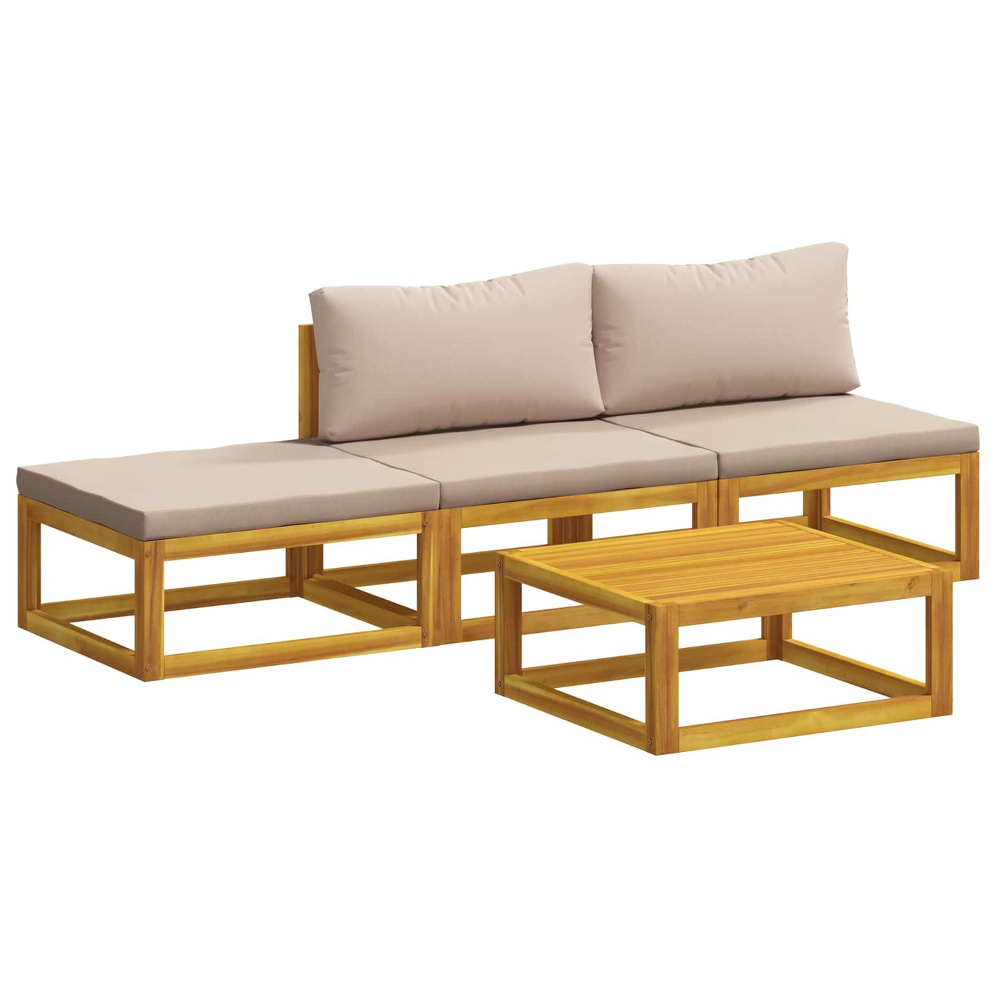 Sofa Set 4 pcs Natural Solid Acacia Wood