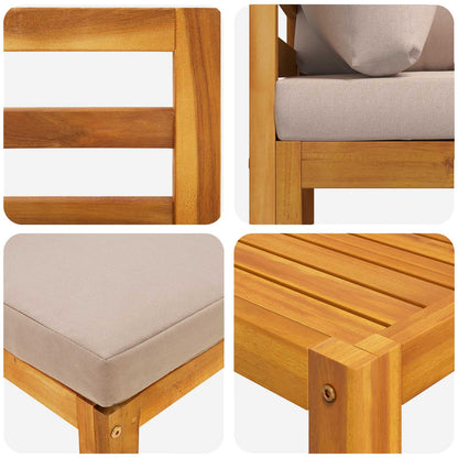 Sofa Set 4 pcs Natural Solid Acacia Wood