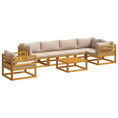 Sofa Set 7 pcs Natural Solid Acacia Wood