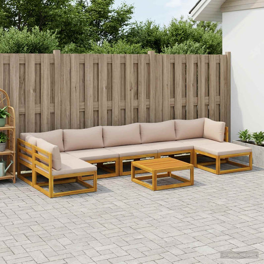 Sofa Set 8 pcs Natural Solid Acacia Wood
