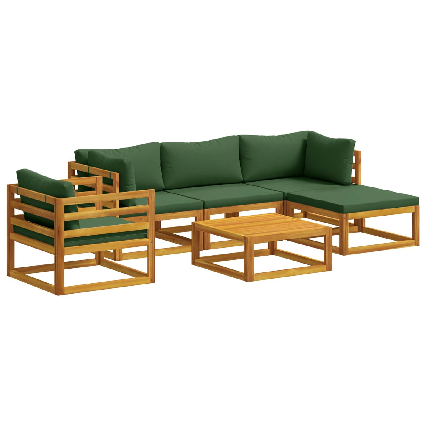 Sofa Set 6 pcs Natural Solid Acacia Wood