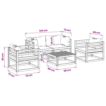 5 Piece Garden Lounge Set Modular Natural Solid Acacia Wood