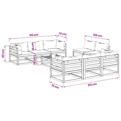 9 Piece Garden Lounge Set Modular Natural Solid Acacia Wood