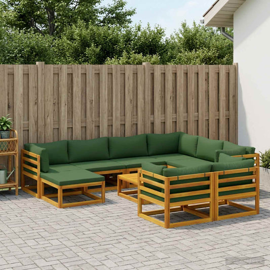 Sofa Set 10 pcs Natural Solid Acacia Wood