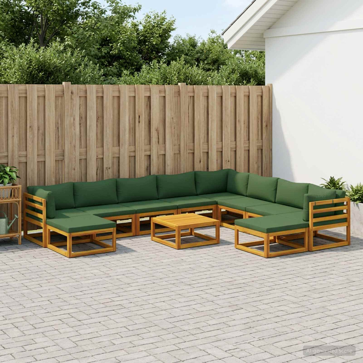 Sofa Set 11 pcs Natural Solid Acacia Wood