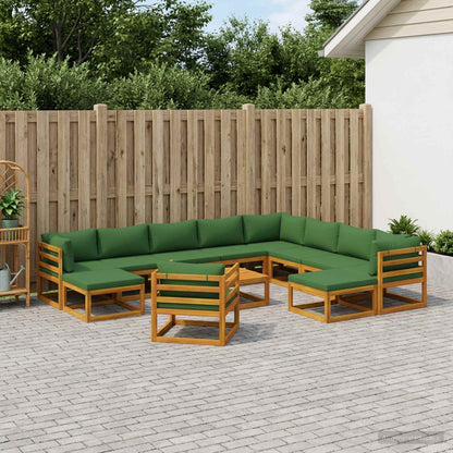 Sofa Set 12 pcs Natural Solid Acacia Wood