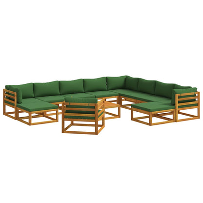Sofa Set 12 pcs Natural Solid Acacia Wood