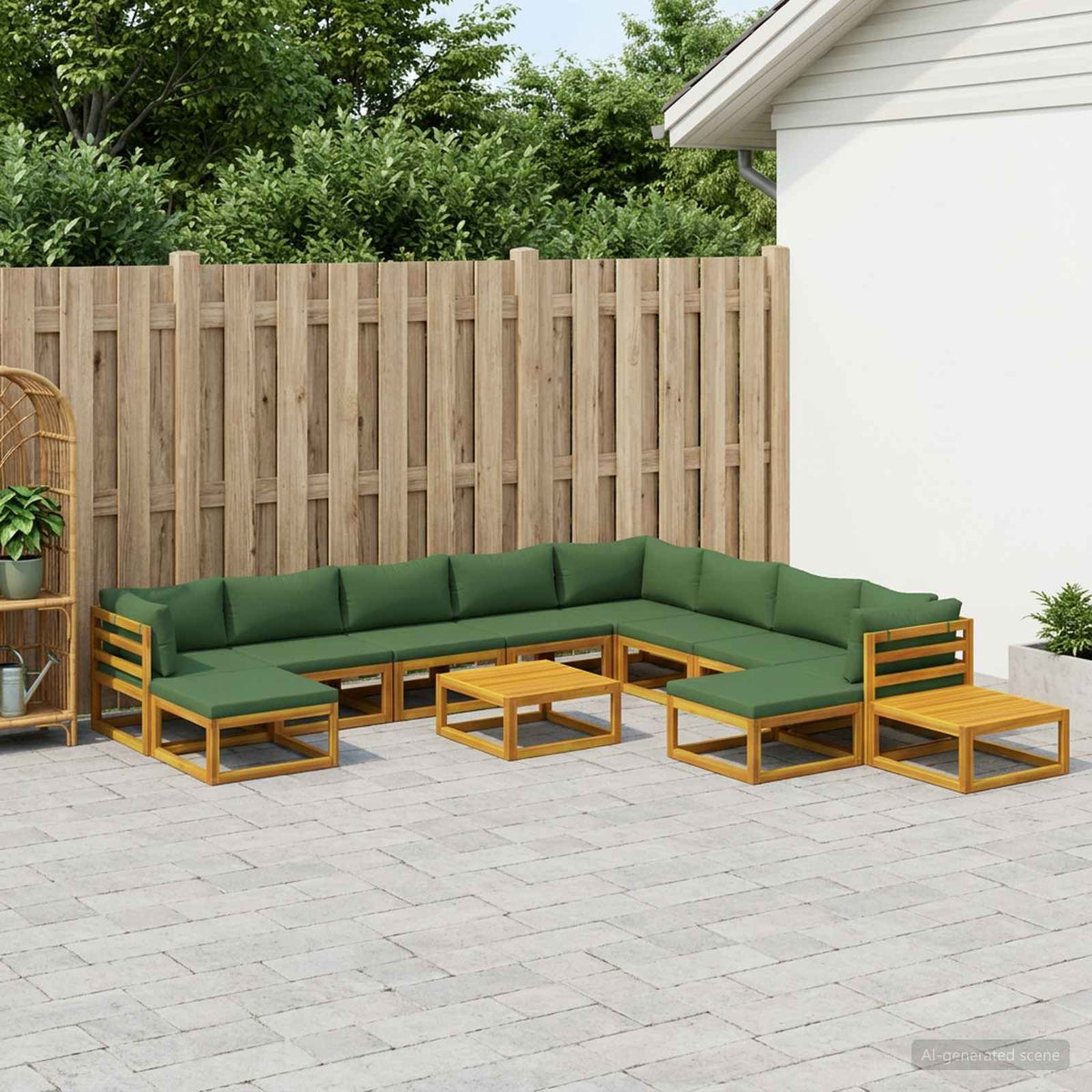 Sofa Set 12 pcs Natural Solid Acacia Wood