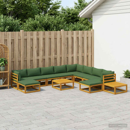 Sofa Set 12 pcs Natural Solid Acacia Wood