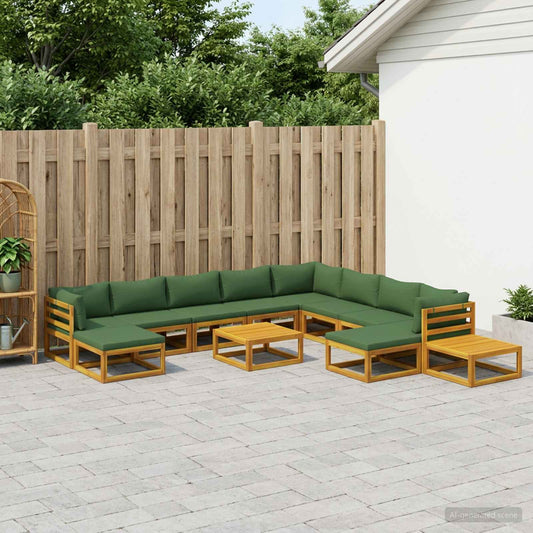 Sofa Set 12 pcs Natural Solid Acacia Wood
