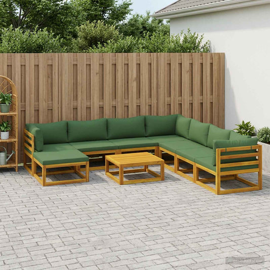 Sofa Set 9 pcs Natural Solid Acacia Wood