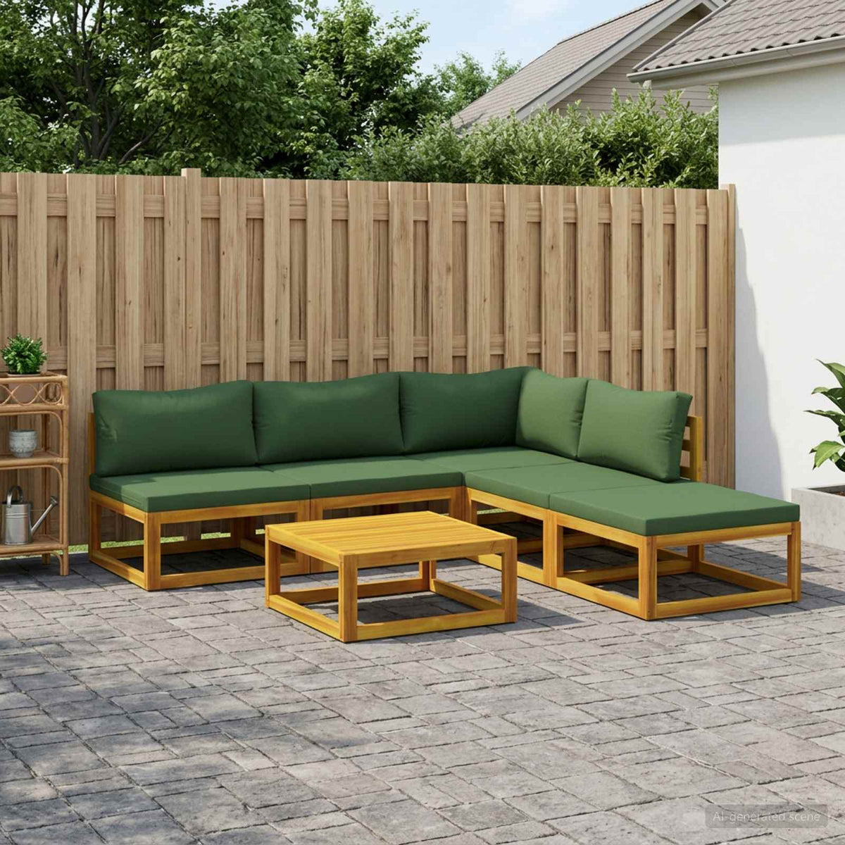 Sofa Set 6 pcs Natural Solid Acacia Wood