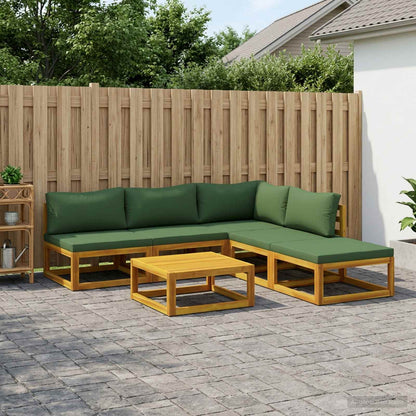 Sofa Set 6 pcs Natural Solid Acacia Wood