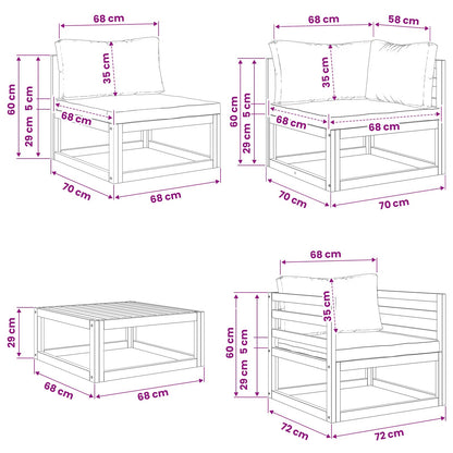 Sofa Set 7 pcs Natural Solid Acacia Wood