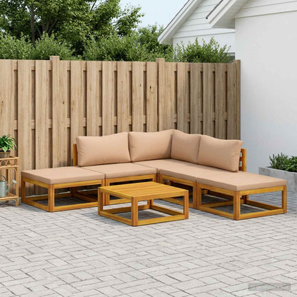 Sofa Set 6 pcs Natural Solid Acacia Wood