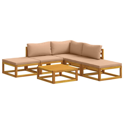 Sofa Set 6 pcs Natural Solid Acacia Wood