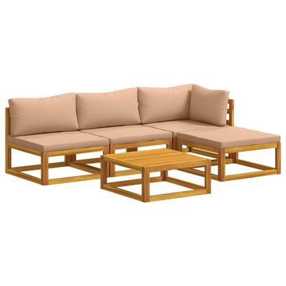 Sofa Set 5 pcs Natural Solid Acacia Wood