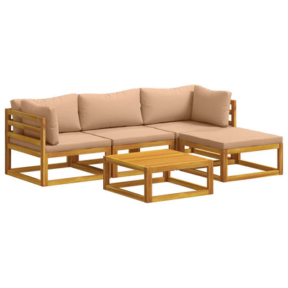 Sofa Set 5 pcs Natural Solid Acacia Wood