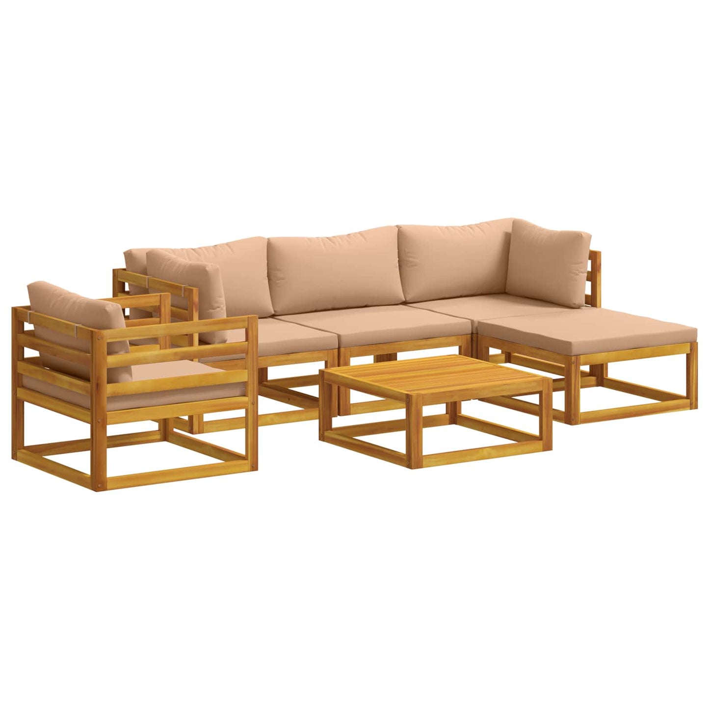 Sofa Set 6 pcs Natural Solid Acacia Wood