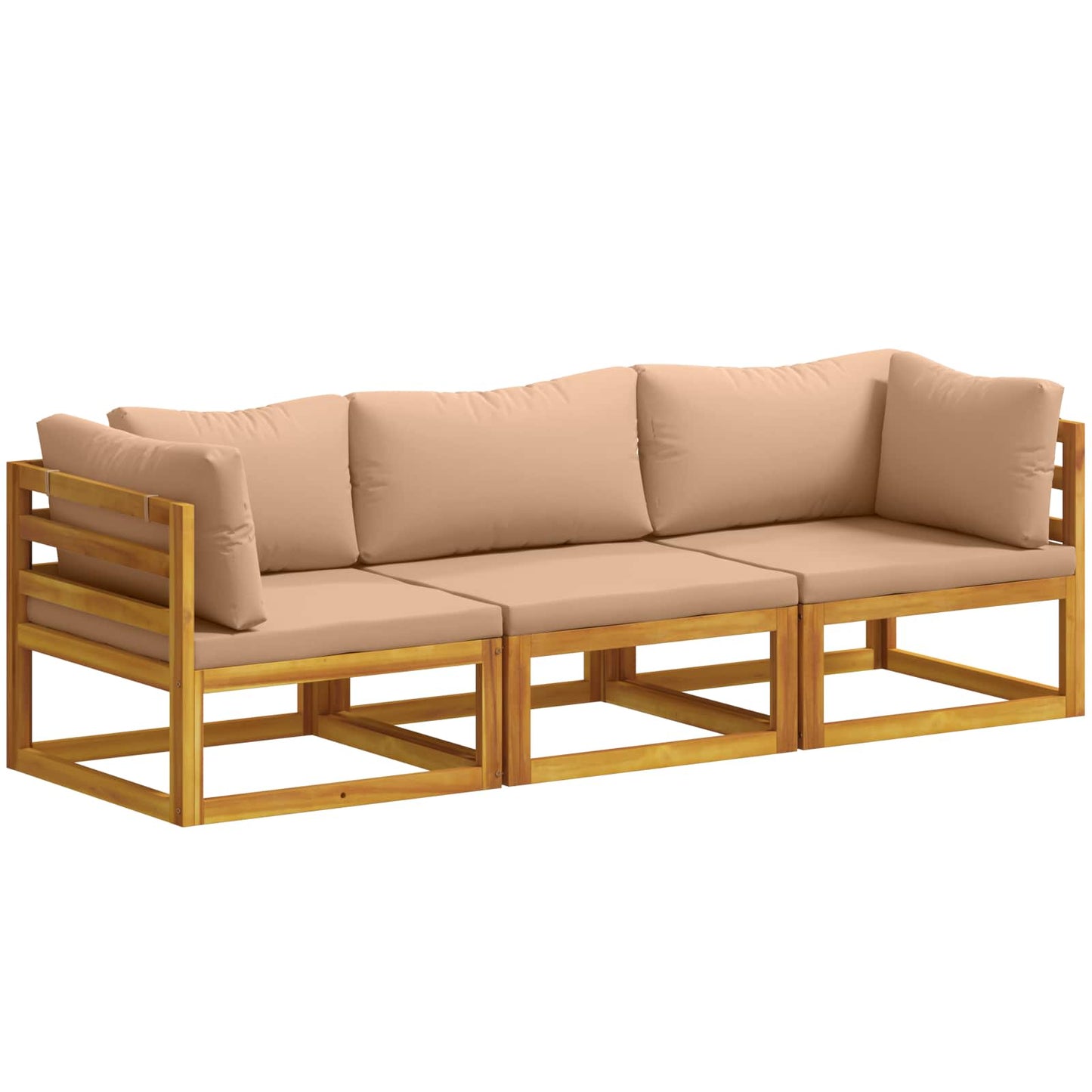 Sofa Set 3 pcs Natural Solid Acacia Wood