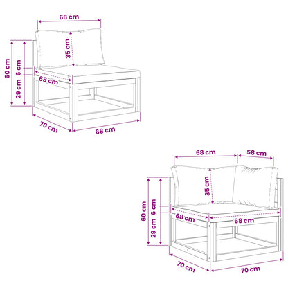 Sofa Set 3 pcs Natural Solid Acacia Wood