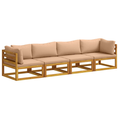 Sofa Set 4 pcs Natural Solid Acacia Wood
