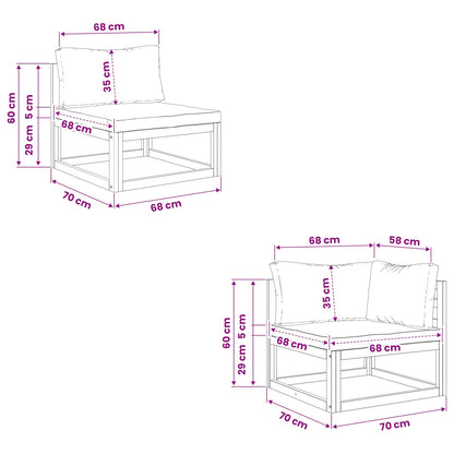 Sofa Set 4 pcs Natural Solid Acacia Wood