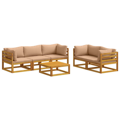 Sofa Set 6 pcs Natural Solid Acacia Wood