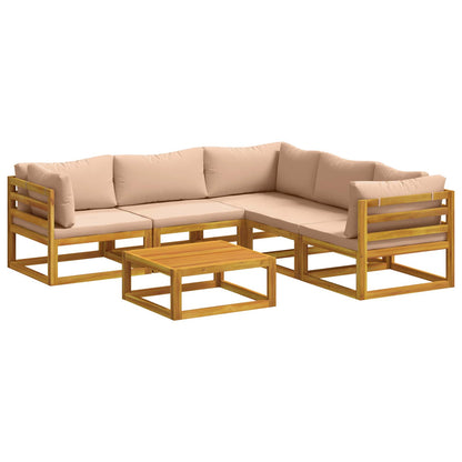 Sofa Set 6 pcs Natural Solid Acacia Wood