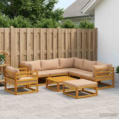 Sofa Set 8 pcs Natural Solid Acacia Wood
