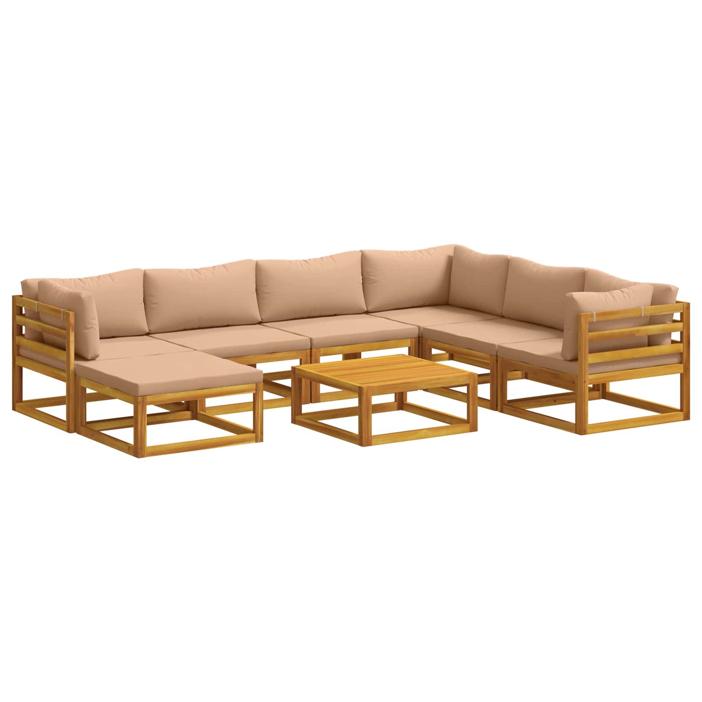 Sofa Set 8 pcs Natural Solid Acacia Wood