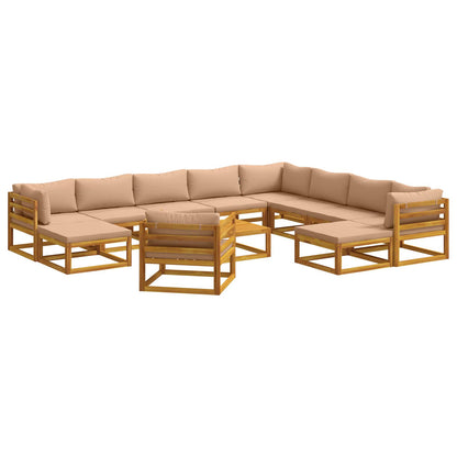 Sofa Set 12 pcs Natural Solid Acacia Wood