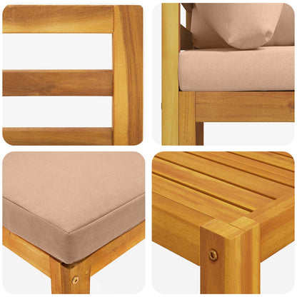 Sofa Set 9 pcs Natural Solid Acacia Wood