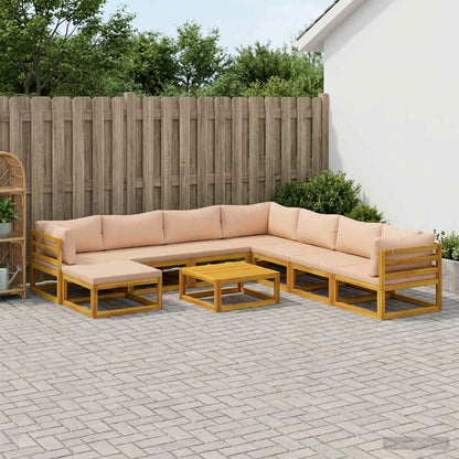 Sofa Set 9 pcs Natural Solid Acacia Wood