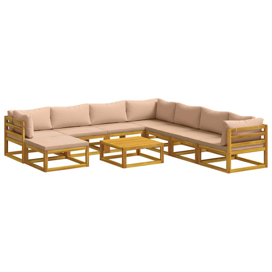 Sofa Set 9 pcs Natural Solid Acacia Wood