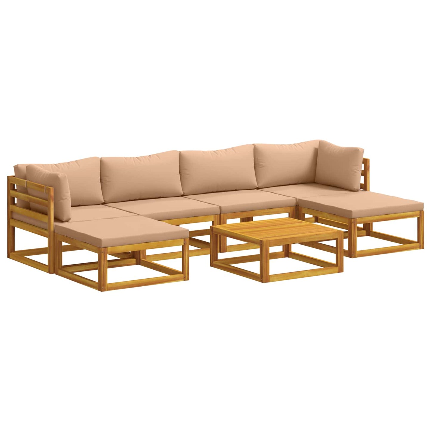 Sofa Set 7 pcs Natural Solid Acacia Wood