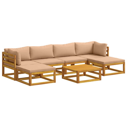 Sofa Set 7 pcs Natural Solid Acacia Wood