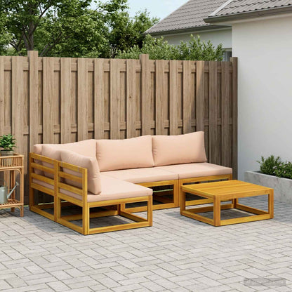 Sofa Set 5 pcs Natural Solid Acacia Wood