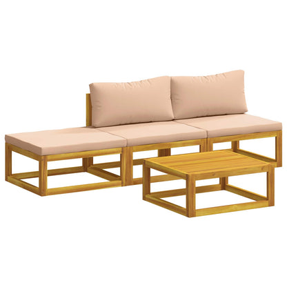 Sofa Set 4 pcs Natural Solid Acacia Wood