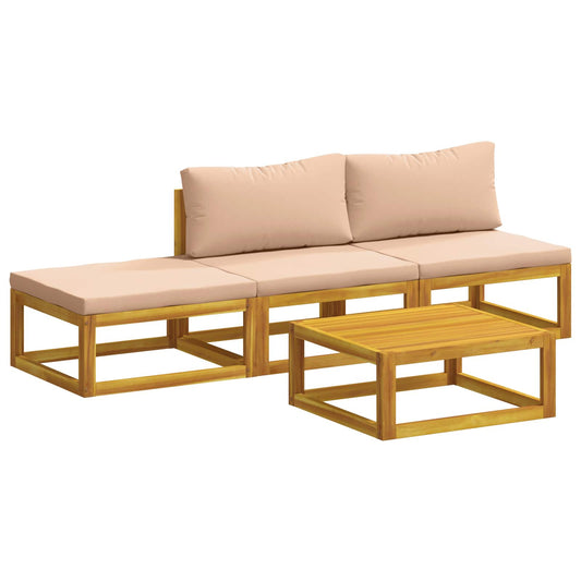 Sofa Set 4 pcs Natural Solid Acacia Wood