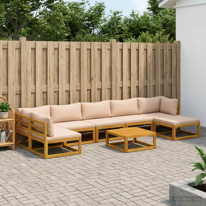 Sofa Set 8 pcs Natural Solid Acacia Wood
