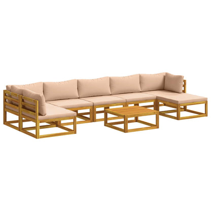 Sofa Set 8 pcs Natural Solid Acacia Wood